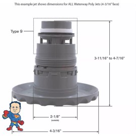 American Spa Parts Jet, Waterway, Poly Jet, 4-1/4" face diameter, Roto, 5 Scallop, Spa Hot Tub