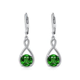 SEIYANG Infinity Earrings 925 Silver Hanging Hoop Earrings Dangle Women with 5A Cubic Zirconia Birthstone for Women Birthday Jewellery Gift for Her, 925