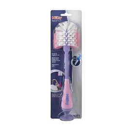Nuby Cepillo para Polvo de Limpieza 2 en 1 para Botellas y pezones con Base de succión, Rosa/Morado