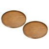 PATIKIL Wood Serving Tray 12 Inch, 2 Pack Round Decorative