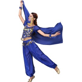 Astage Lady Belly Dancer Costume Halloweem Performance Wear All Sets Royal Blue
