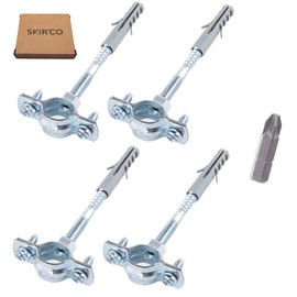 SKIR'CO Pack of 4 Pipe Brackets for Diameter 20-25 mm Pipes, Clamps, Pipe Supports for Wall and Ceiling Mounting (4 Pieces, with pH Screwdriver Bit)