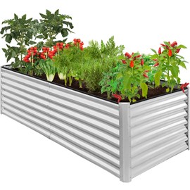 Best Choice Products 8x4x2ft Outdoor Metal Raised Garden Bed, Deep Root Planter Box for Vegetables, Flowers, Herbs, and Succulents w/ 478 Gallon Capacity - Galvanized