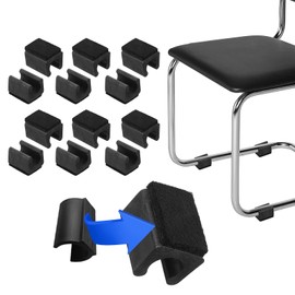 PATIKIL Rectangle U Shaped Chair Leg Tips Caps with Felt Pads, 12 Pack Slide Smoothly Furniture Feet Floor No Scratches No Noise Protectors Protect Hardwood Floors Fit Dia 14 mm Leg, Black