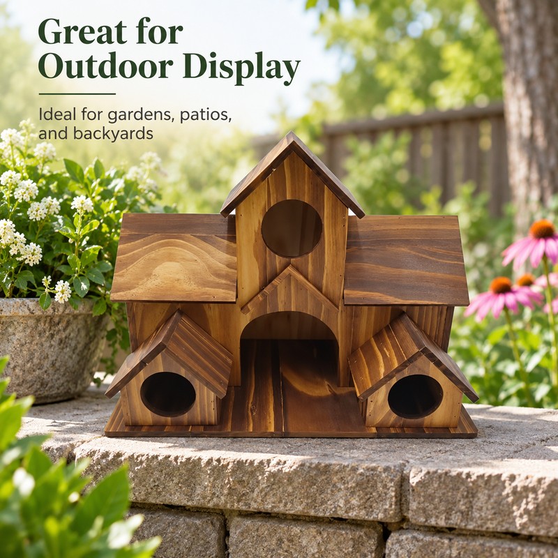 Wooden Bird House for Garden & Backyard – Multi-Room Outdoor