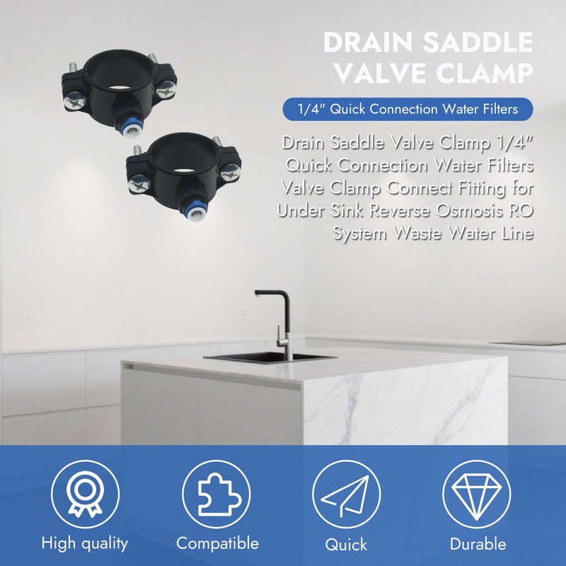 2 Pcs 1/4 Inch Quick Connect Clamps Black Plastic Drain
