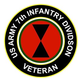 RDW 7th US Army Infantry Division Veteran - Color Sticker - Decal - Die Cut - Size: 1.25" x 1.25"
