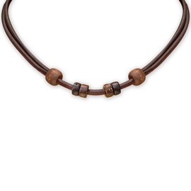 HANA LIMA ® Leather Necklace Leather Cord Brown Adjustable for Own Pendant Necklace Leather Surfer Necklace, Leather, Wood.