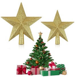 2 Pack Christmas Tree Topper Star Glitter Stars Xmas Tree Topper Christmas Tree Decoration Christmas Ornaments Christmas Star Treetop for Xmas Holiday Party Decor