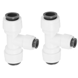YOKIVE 2 Stück Push-to-Connect-Fittings, pneumatischer T-förmiger Verbinder Luftleitung Tee | Pneumatische Werkzeuge, ideal für Luftschläuche (Weiß, 3/8 x 1/4 Zoll)