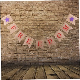 KONTONTY American National Day 2.8m Freedom Burlap Banner Independence Day Decor 4th of July Bunting Flags