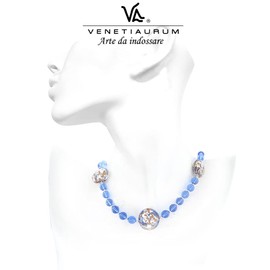 Venetiaurum - Halskette mit Steinen aus originalem Muranoglas und 925er Silber - Schmuck “Made in Italy” zertifiziert