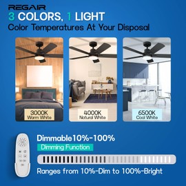 Ceiling Fan With Light 42-Inch, Remote Control Reversible DC Motors, 3CCT Dimmable Timer Noiseless, Black Ceiling Fan for Bedroom Living Room, Indoor&Outdoor ETL Listed