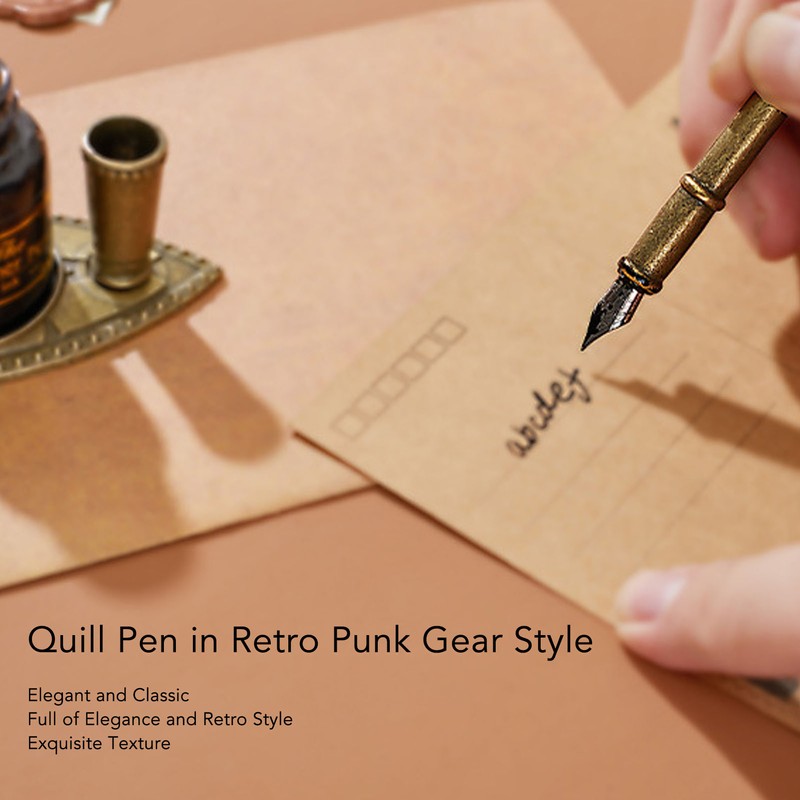 Quill Pen and Ink Set Retro Punk Gear Style Smoothly