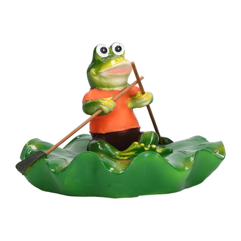 Simulation Resin Floating Lotus Leaf Frogs Ornament Fish Pond Fountain