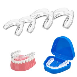 4 PCS Mundschutz gegen Zähneknirschen,Knirscherschiene für Nacht, Zahnschiene Mundschutz Set,Beisschiene Zähne Nacht,Zahnschiene Knirschen,Für Männer e Frauen, Bruxismus, Schnarchen, Zähneknirschen