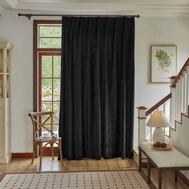 MAIHER Extra Wide Pinch Pleated Velvet Curtains 96 Inches Long, Heavy Thermal Insualted Patio Door Pinch Pleated Drapes for Traverse Rod Living Room- Room Darkening (1 Panel, 72" W x 96" L)
