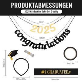 Exam Passed Graduation Sash + Headband + Congratulations Banner, 2025 Graduation Decoration Set 3-Piece Passed Exam Gift, Graduation 2025 Gifts for Classmates and Friends
