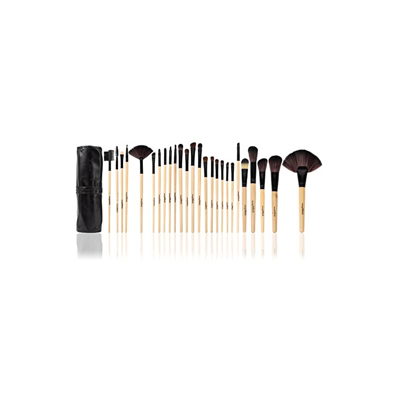 Set profesional de 24 piezas brochas para maquillaje (Madera Original)