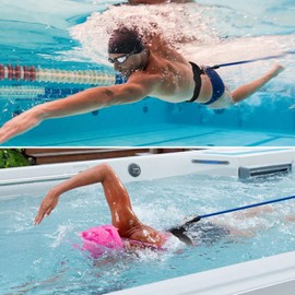 ROLMZJX 4M Swimming Training Resistance Belt, Swim Tether Stationary Swimming, Adjustable Swim Trainer for Pool Resistance Training (with Professional Swimming Goggles)