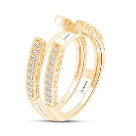 SAVEARTH DIAMONDS Round Lab Created Moissanite Diamond Cathedral Enhancer Guard Ring For Women 14K Yellow Gold Plated 925 Sterling Silver (0.20 Cttw) Size -6