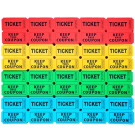 Homrelaxy 2000 Pcs 1000 Pairs Raffle Tickets, 50/50 Double Raffle Tickets, 250 Double Tickets Per Stack, for Events, Entry, Carnivals, and Door Prizes (Blue/Red/Green/Yellow)