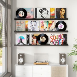 Axeman Floating Shelves for Wall Set of 3, Black Picture Ledge Shelf 56 Inch, Picture Shelf for Wall with Ledge, Long Floating Shelves with Lip, Photo Ledge Shelf Nursery Bookshelf Display Shelf