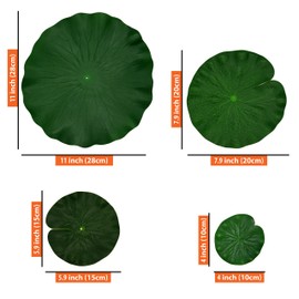 IFAMIO Artificial Floating Foam Lotus Leaves Decor for Pond Aquarium and Stage Realistic Lotus Foliage Green Plant for Fish Pool Decoration Pack of 8, 4 Sizes (10, 15, 20, 28cm)