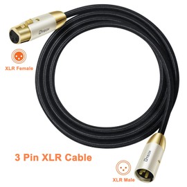 DTECH 5ft XLR to XLR Microphone Cable Male to Female Balanced Audio Cord for Mic Speaker PA Systems Standard 3 Pin Gold Plated Connectors Nylon Braided Instrument Wire, 5 Feet, Black
