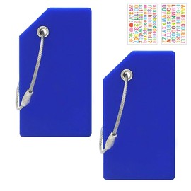 CPCOIN Suitcase Tags 2 Pack Durable Silicone Luggage Tag Quickly Spot Bag Labels Travel Identifier Tags for Backpacks (Blue * 1 DIY Alphabet Sticker)