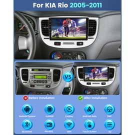 Upgrade 4GB+64GB Car Stereo for KIA Rio 2005 2006 2007 2008 2009 2010 2011 with Wireless Carplay/Android Auto - 9 Inch IPS Touchscreen Radio with 32EQ DSP/WiFi/GPS/SWC + AHD Backup Camera