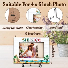 Qiwog Mexico Photo Frame, Mexico Tourist Attractions Wooden Desktop Photo Frame Decoration with Stand, Family Vacation, Honeymoon, Wedding or Anniversary Picture Frame -D02