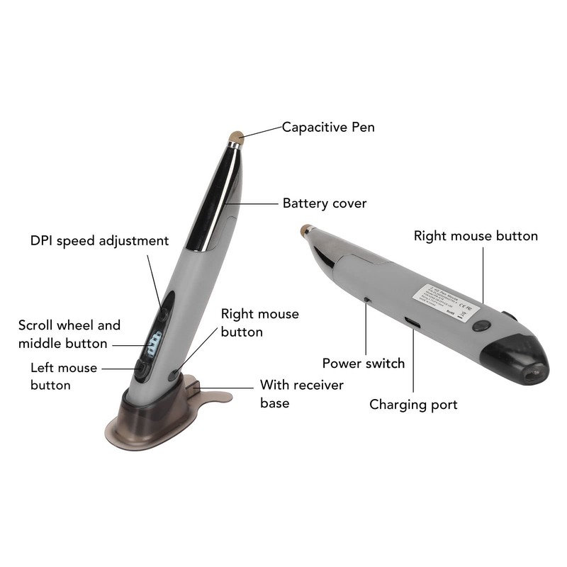 Topiky Kabellose Optische Taschen-Stiftmaus, 2,4 G Wiederaufladbare Optische USB-Stiftmaus, Einstellbare