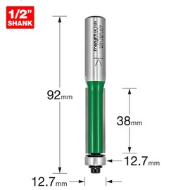Trend CraftPro Self Guided Trimmer Router Cutter Bit, 1/2 Inch Shank, 12.7mm Cut Diameter & 38mm Cut Length, Tungsten Carbide Tipped, C196X1/2TC