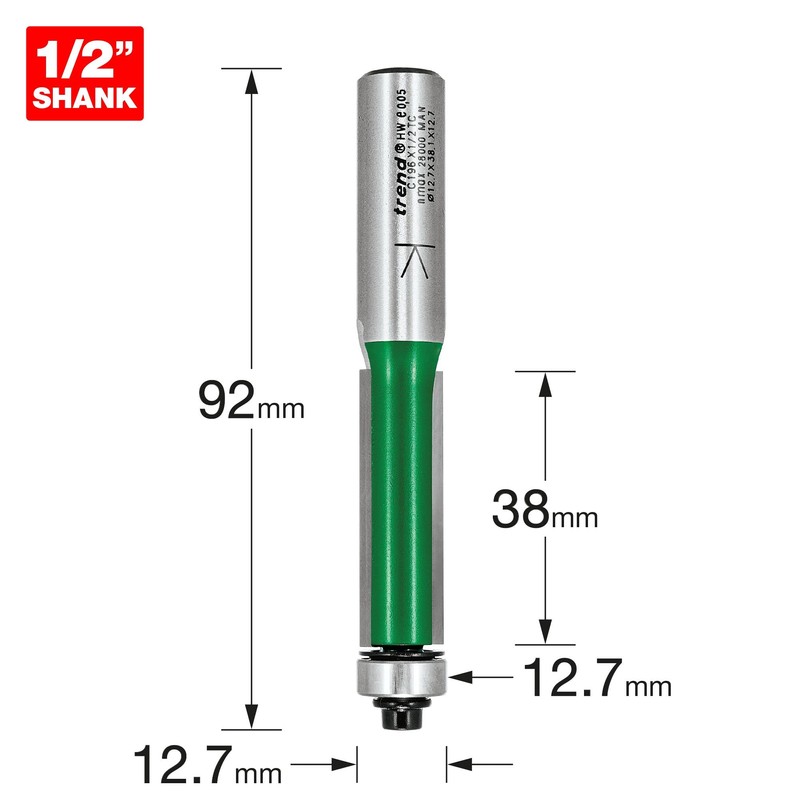 Trend CraftPro Self Guided Trimmer Router Cutter Bit, 1/2 Inch