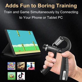 Hand Grip Strengthener For game APP 2 Pack Adjustable Resistance 10-130 lbs Forearm Exerciser，Grip Strength Trainer for Muscle Building and Injury Recovery for Athletes (Black, single Pack)