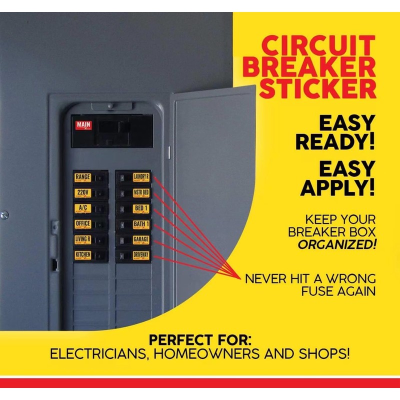 Premium Durable Circuit Breaker Labels, 129 Waterproof Fuse Box Stickers,