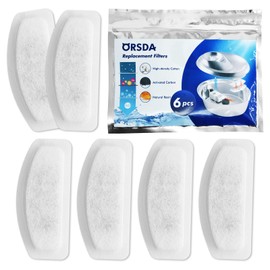 ORSDA Replacement Carbon Filter For Pet Automatic Water Dispenser, 2.1 qt (2 L), ORSDA Specific Carbon Filter Replacement, 6 Pieces, Ion Exchange Resin, Softened Activated Carbon, Safe, Clean, Hair Filtration