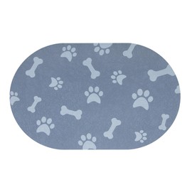 YCT Dog Food and Water Mat - Cat Dish Bowl Mat - No Stains Easy Clean Absorbent Quick Dry Pet Mat, 11.8"x18.1" Navy Blue