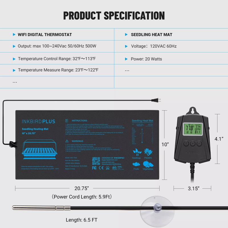 INKBIRD Wifi Temperature Controller Thermostat Switch Dual Output Seedling Heat