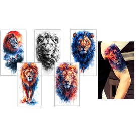 5 Sheets Temporary Lion Tattoos Animal Tattoos Arm Tattoos AI LION5