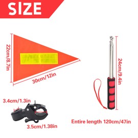 Golf Cart Flag Pole Reflective Orange Safety Flag 8.7 x 11.8 Inch Golf Cart Accessories 47.2 Inch Telescopic Pole Golf Cart Flag Mount Wheelchairs High Visibility