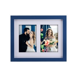 8x10 Collage Picture Frame,Pine Wood,Double 4x6 Photos with Mat.