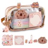 SHANFAA Cute Capybara Pen Case Set, Transparent Capybara Pen Bag