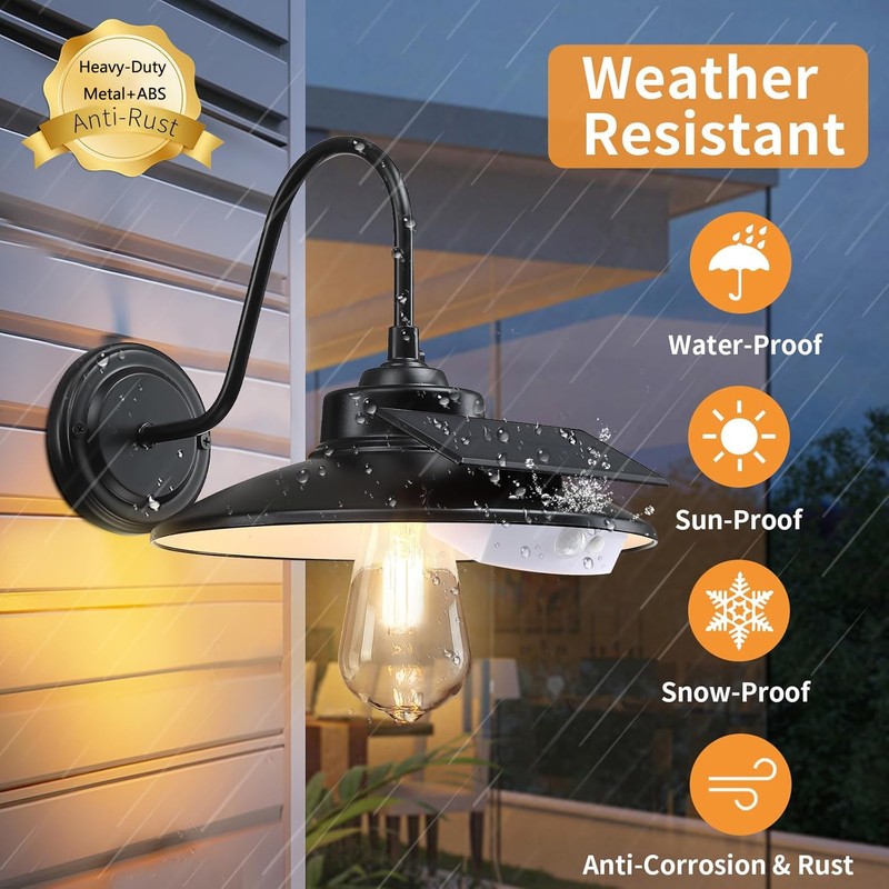 CRIRY Solar Barn Lights Outdoor 2-Pack, Anti-Rust Waterproof Farmhouse Solar