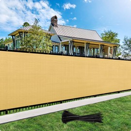 Cisvio 4'X10' Custom Size Privacy Fence Screen 90% Blockage Fence Cover Windscreen Heavy Duty 170 GSM for Patio,Yard Backyard, Balcony, Pool Deck and Outdoor Spaces Sand (We Make Custom Size)