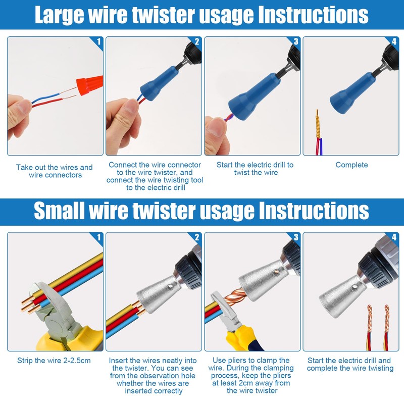 2pcs Wire Twister Tools for Drill, 1/4" Chuck Size Wire
