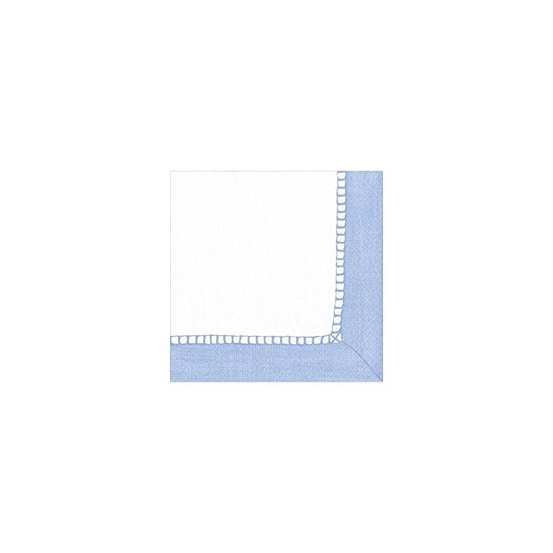 Caspari Linen Border Paper Cocktail Napkins in Light Blue -