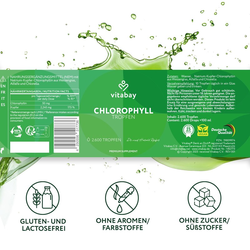 Vitabay Chlorophyll Drops 50 mg - Vegan & Laboratory Tested