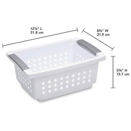 Sterilite 16608008 Small Stacking Basket with Vertical Stacking Functionality and Titanium Accents for Organization in Home or Office, White (16 Pack)